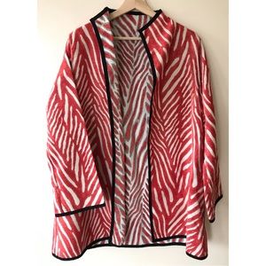 Winding River • M • Reversible Swing Open Coat Orange Cream Silver Zebra Print
